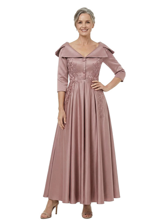 ChicSew Unique Portrait Neckline A-Line Soft Satin Mother Of The Groom Dresses With Applique