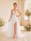 ChicSew Sexy Spaghetti Straps Chiffon Side Slit A-Line Boning Floor-Length Wedding Dress