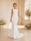 ChicSew Modern Bateau Sleeveless Crepe Long Mermaid Wedding Dress