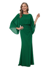 ChicSew Cape Sleeve Boat Neck Ruched Chiffon Sheath Mother Of The Bride Dresses Graceful Pretty