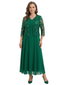 ChicSew Modern Chiffon Midi Mother Of The Groom Gown and Long Sleeve Lace Jacket