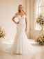 ChicSew Delicate Off The Shoulder Mermaid Lace Tulle Maxi Wedding Dresses With Pleats