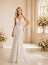 ChicSew Sexy Mermaid Lace Applique Tulle Spaghetti Straps Maxi Long Wedding Dress Open Back With Button