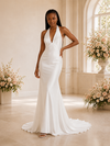 ChicSew Elegant Halter Mermaid Satin Floor-Length Open Back Wedding Dress