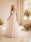 ChicSew Unique A-Line Cold Shoulder Lace Tulle Sleeveless Long Wedding Dresses With Train