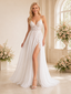 ChicSew Glamorous A-Line Spaghetti Straps Lace Tulle Long Wedding Dresses With Side Slit