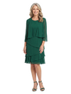 ChicSew Jewel Tiered Chiffon Midi Mother of the Bride Dress With 3/4 Sleeve Jacket