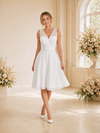 ChicSew Elegant V-Neck Sleeveless A-Line Chiffon Knee-Length Wedding Dress