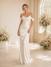 ChicSew Romantic Spaghetti Straps Ruching Satin Mermaid Floor-Length Wedding Dress
