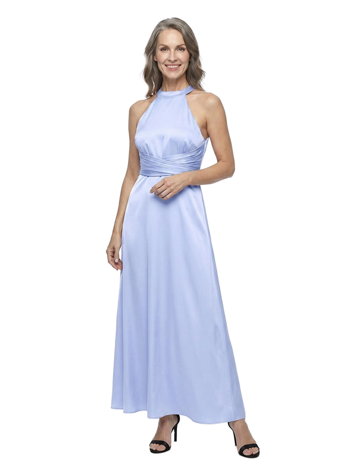 ChicSew Halter Pleated Silky Satin Ankle-Length Classy Mother Of The Groom Dress A-Line Style