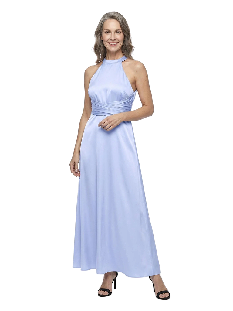 ChicSew Halter Pleated Silky Satin Ankle-Length Classy Mother Of The Groom Dress A-Line Style