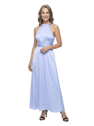ChicSew Halter Pleated Silky Satin Ankle-Length Classy Mother Of The Groom Dress A-Line Style