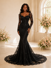 ChicSew Romantic Mermaid Long Sleeves Tulle Lace Appliques Maxi Wedding Dress