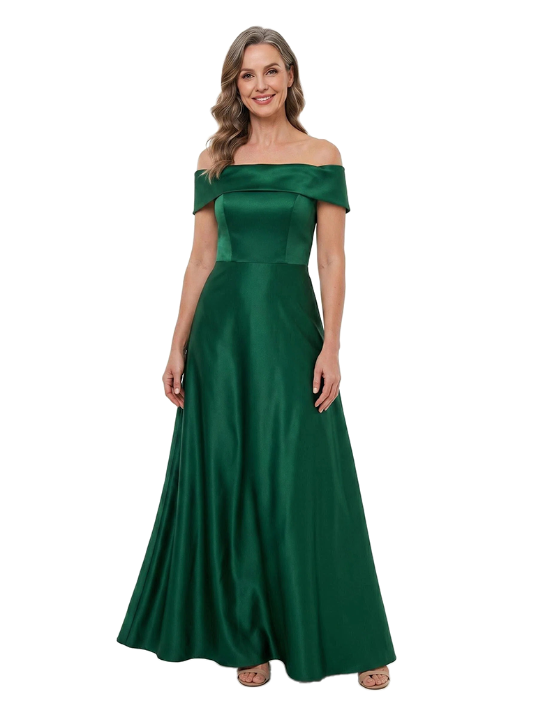 ChicSew Off The Shoulder Satin Floor Length A-Line Mother of the Bride Dress