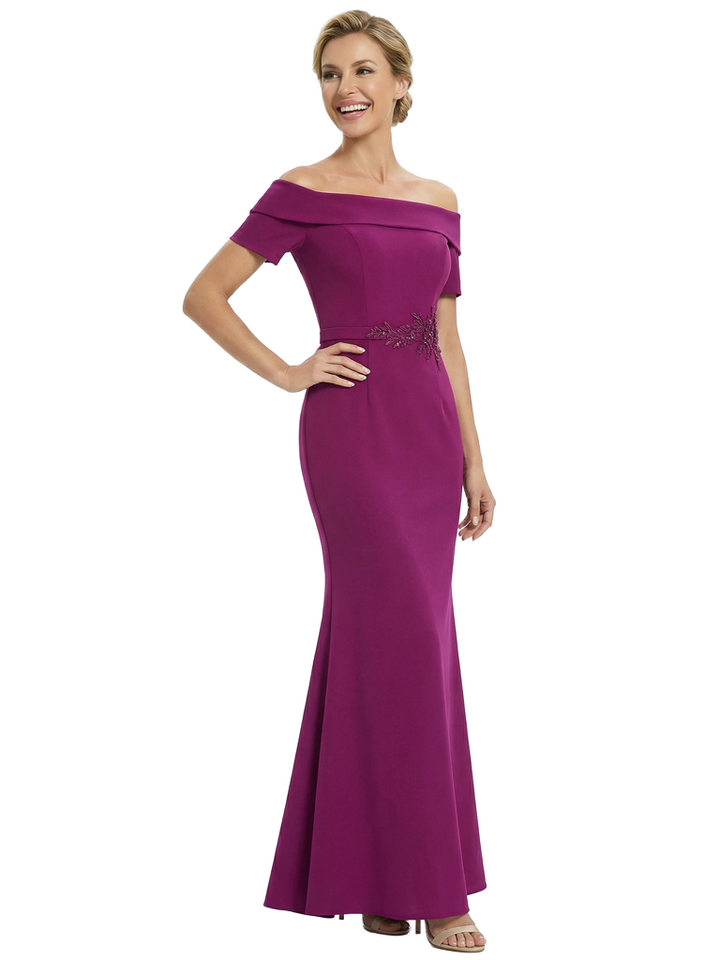 Chicsew Sexy Short Sleeves Appliques Floor Length Mermaid Mother Of The Groom Dress