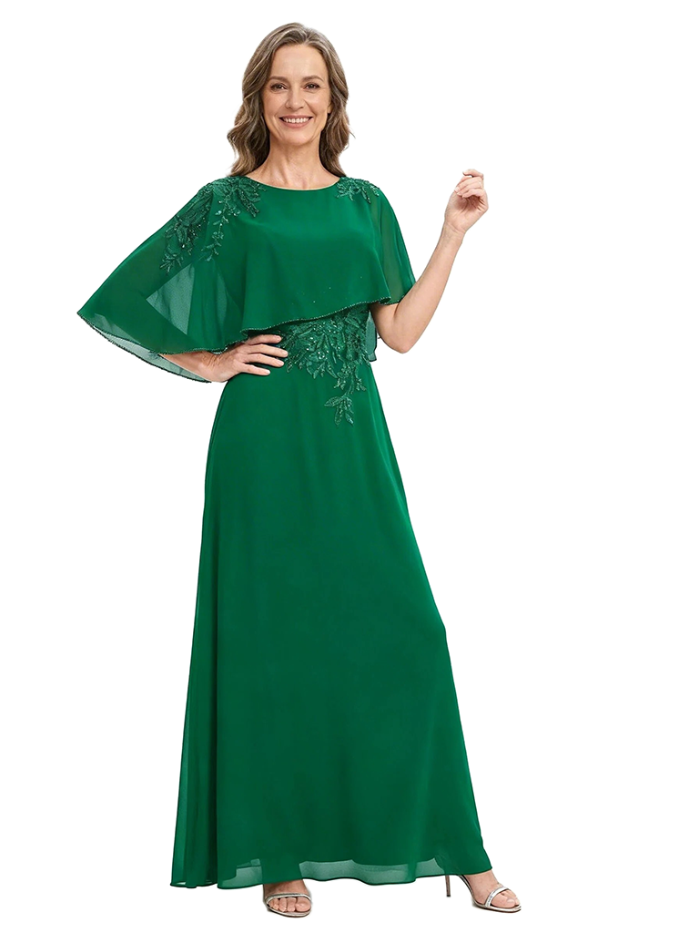 ChicSew Modern Jewel Lace A-Line Chiffon Cape Mother Of The Bride Gowns