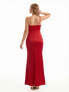 Sexy One Shoulder Side Slit Mermaid Silky Satin Long Formal Dresses