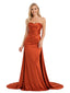 ChicSew Glamorous Strapless Soft Satin Maid Of Honor Dress With Ruched Bodice Mermaid Bridesmaid Gown