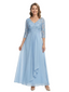 ChicSew Classy V-Neck Ruched Chiffon Lace Long Sleeve Mother Of The Bride Dresses
