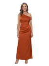 ChicSew Asymmetrical Neck Ruched Satin Ankle Length Sheath Mother of the Bride Dress