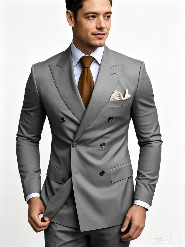Classic 3 Piece Grey Men's Suit with Regular Fit and Sophisticated Peak Lapel