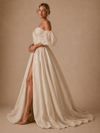 ChicSew Elegant Sweetheart Ruching A-Line Sequin Tulle Side Slit Floor-Length Wedding Dress