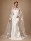 ChicSew Fancy Bateau Long Sleeves Mermaid Satin Lace Floor-Length Wedding Dress