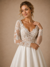 ChicSew Classy Elegant V-Neck Long Sleeves A-Line Lace Satin Floor-Length Wedding Dress