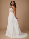 ChicSew Elegant Square Neck Lace Applique Chiffon Sleeveless A-Line Floor-Length Wedding Dress