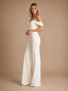 ChicSew Modern Off The Shoulder Sleeveless Crepe Floor-Length Wedding Jumpsuit