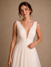 ChicSew Classy Spaghetti Straps V-Neck Sleeveless Glitter Tulle A-Line Maxi Wedding Dress