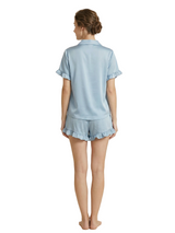 Women's Short Sleeves V-Neck Bride Bridesmaid Pants Robes Silk Like Wedding Robes