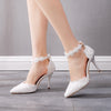 Large size 5cm lace high heels stiletto medium heel wedding shoes work pointed toe bridesmaid shoes annual party photo shoes