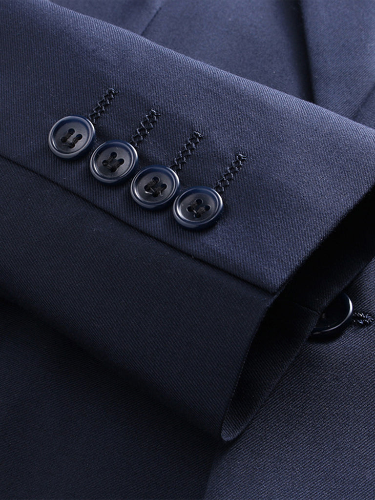 Dark navy 3 pieces Men‘s Suit Slim Fit Flat Double Breasted Peak Lapel Tuxedo CN506