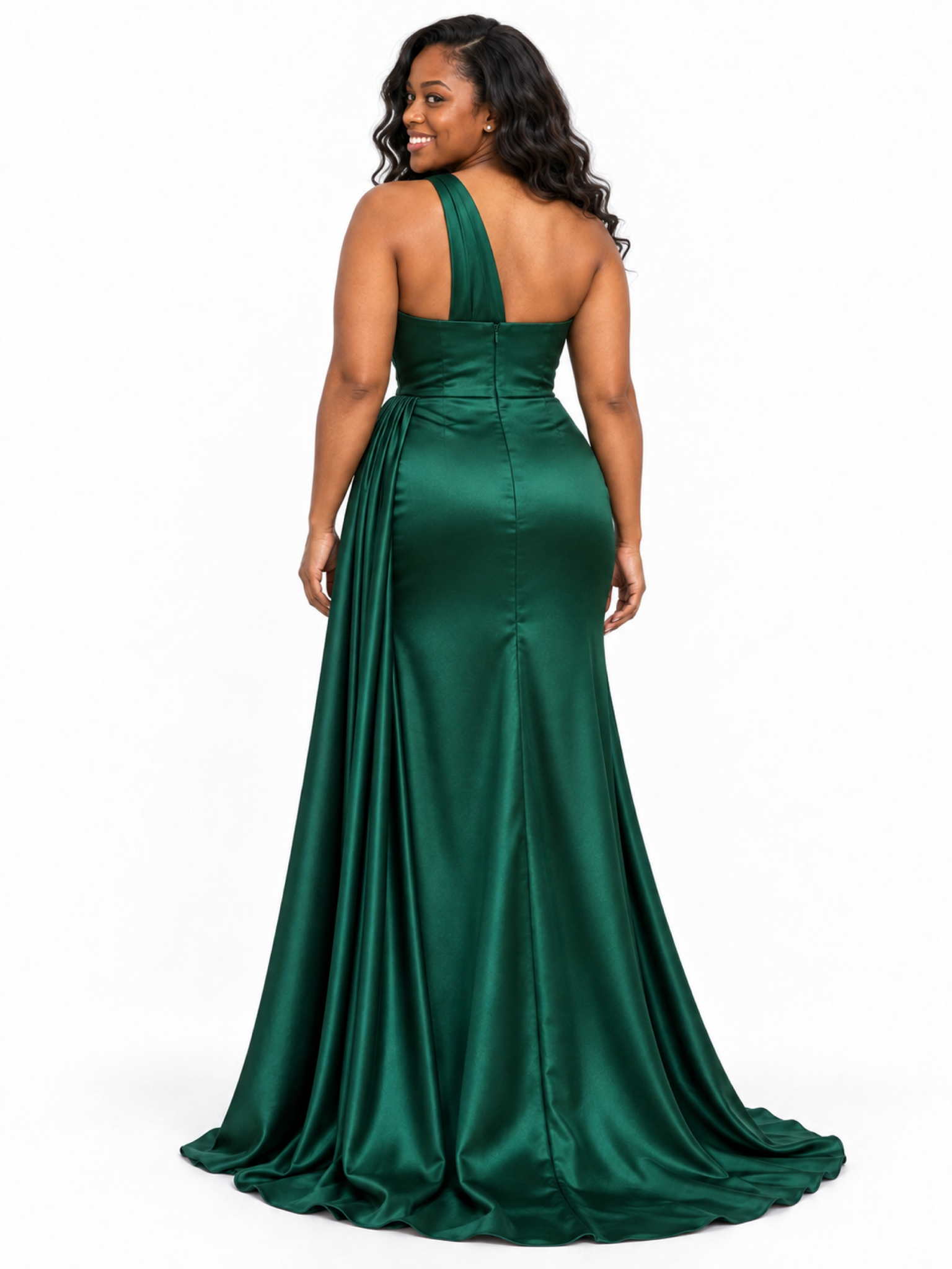ChicSew Sexy One Shoulder Soft Satin Mermaid Ruched Floor-Length Bridesmaid Dresses
