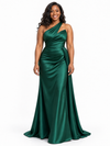 ChicSew Sexy One Shoulder Soft Satin Mermaid Ruched Floor-Length Bridesmaid Dresses