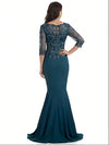 Elegant V-neck Long Sleeves Mermaid Split Lace Crepe Mother Of The Bride Dresses