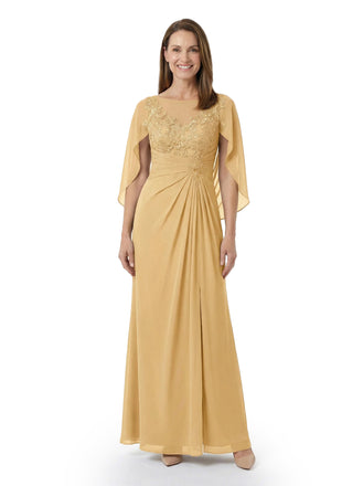 ChicSew Classy A-Line Chiffon Cape Sleeves Mother Of The Bride Dresses With Lace Applique