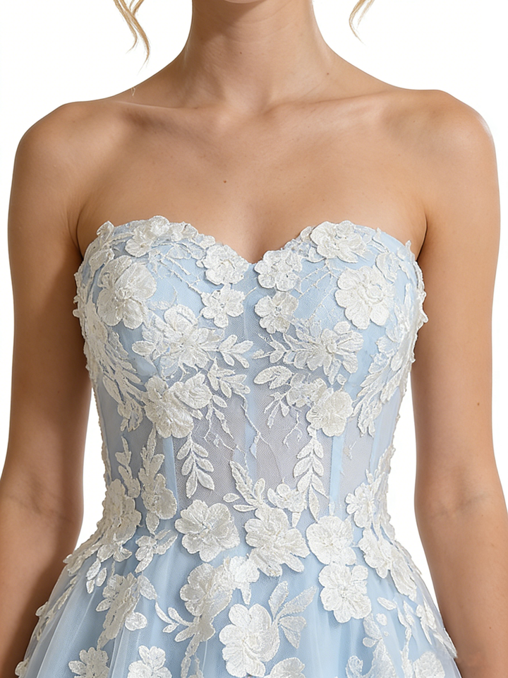 ChicSew Elegant Tulle Lace Ruffles Off The Shoulder Ball Gown Prom Dress