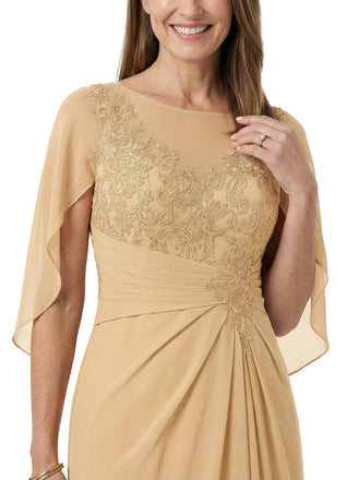 ChicSew Classy A-Line Chiffon Cape Sleeves Mother Of The Bride Dresses With Lace Applique