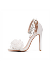 Women Rhinestones Flower Embellished Open Toe High Heels Pumps Chic Wedding Event Dress Shoes