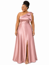 ChicSew Elegant One Shoulder Soft Satin A-Line Side Slit Floor-Length Bridesmaid Dresses With Bow