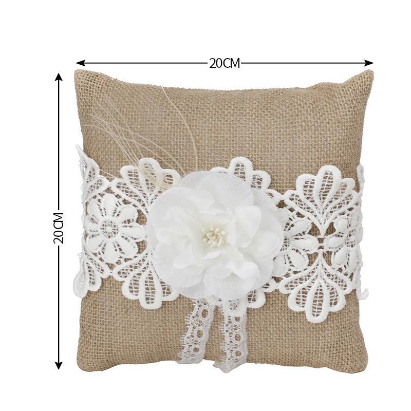 Satin And Linen Fabric Wedding Ring pillow Creative Lace Ring Box Small Portable, BS&KFS