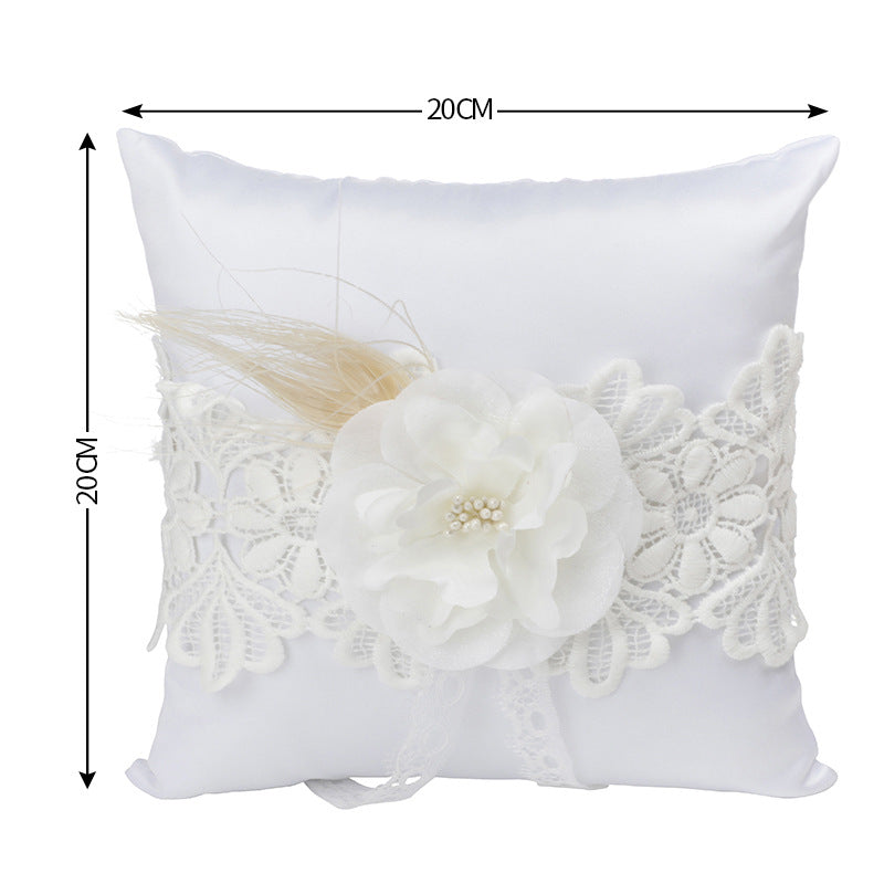 Satin And Linen Fabric Wedding Ring pillow Creative Lace Ring Box Small Portable, BS&KFS