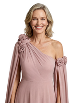 Unique Asymmetrical Long Sleeves Chiffon Mother of the Bride dresses