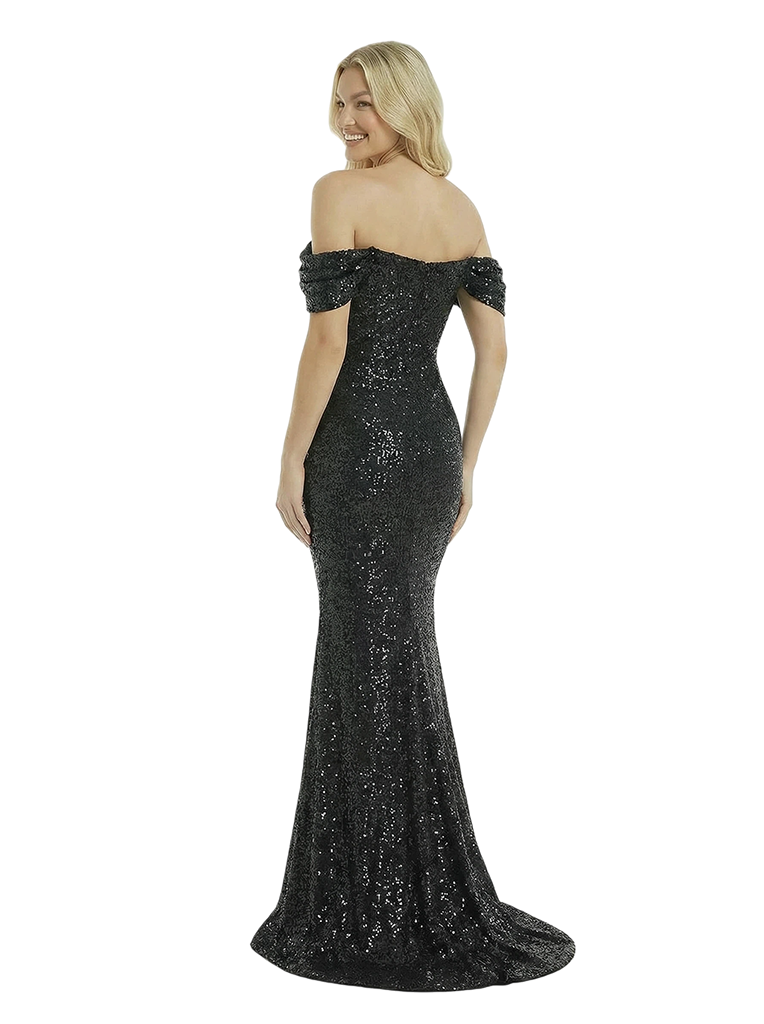 Fancy Off the Shoulder Sequin Evening Gown Mermaid Floor Length Formal Prom Dress