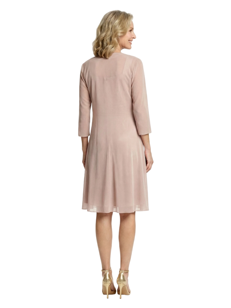 Elegant Square Neckline Midi Cocktail Mother of the Groom Dress and Jacket