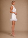 ChicSew Pretty Satin High Neck Sleeveless Sheath Mini-Length Wedding Dresses