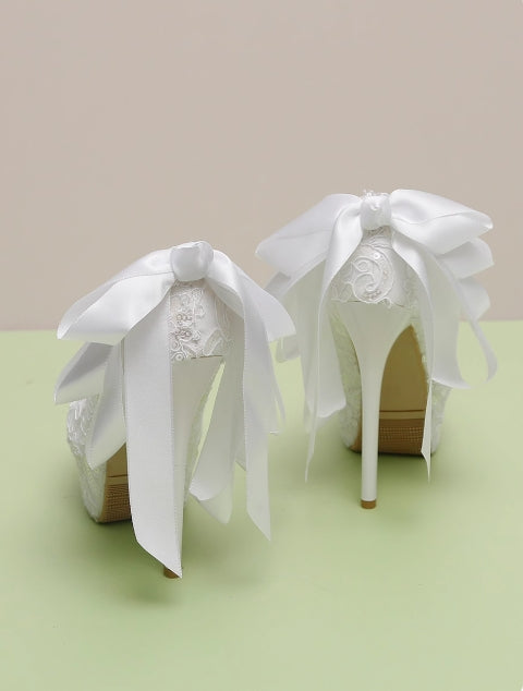 Women's Wedding Shoes Decorative Heel Wedding Heels Bridal Shoes With Beading WS0009