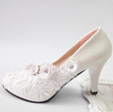 Women's Wedding Shoes Decorative Heel Wedding Heels Bridal Shoes With Beading WS0011